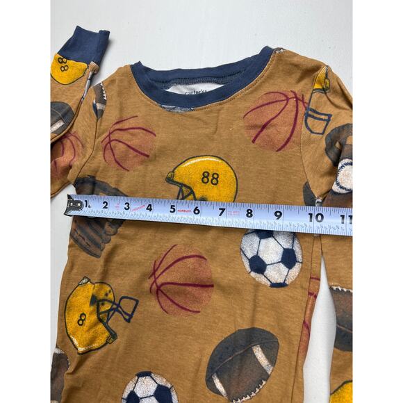 Small (4/4A) Kids Youth Boys Carter's Brown Football Pajama PJ Sleepwear 3pc Set - Picture 2 of 7